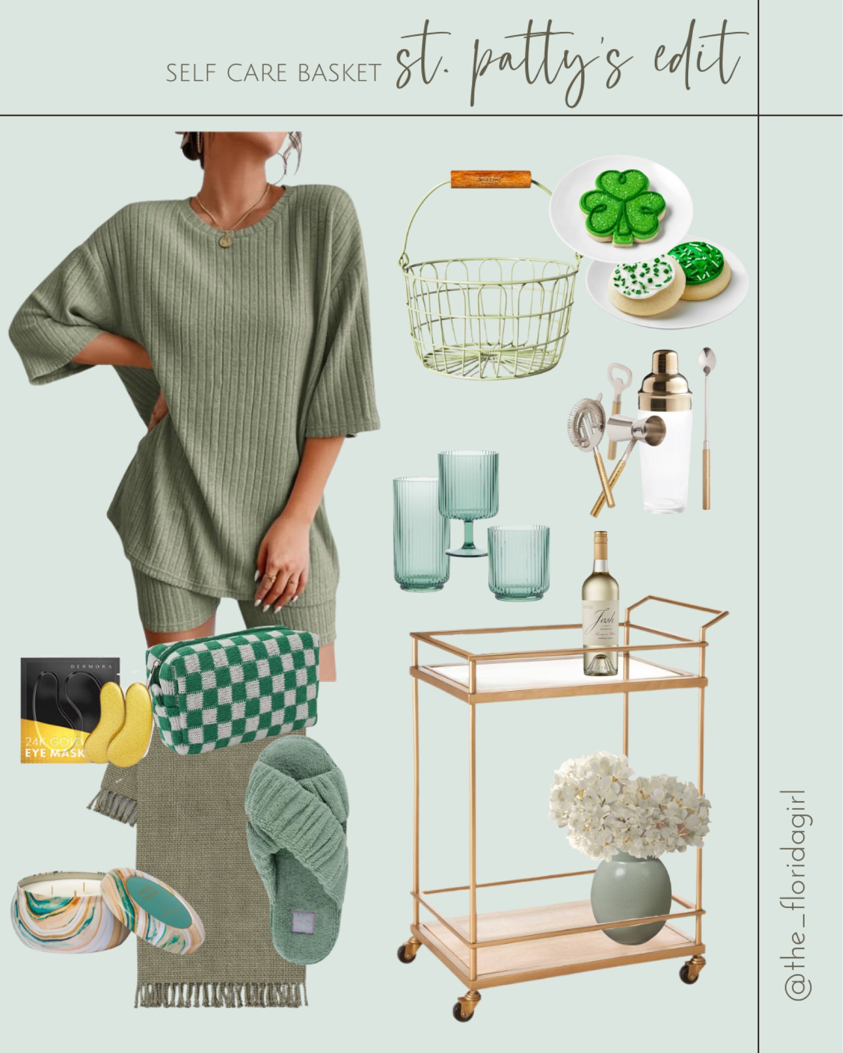Mom’s self care basket #selfcare #pajamas #loungewear #slippers #eyepatches #goldeyepatch #basket #wine #wineglasses #wineglass #barwear #glasswear #flowers #vases #stpattys #stpattysday #stpatricksday #seasonal #holiday #momsday #girlsnightin #treats #blankets #throwblankets #checkered #makeupbag #candle #barcart #jammies #pjs #green

#LTKFind #LTKhome #LTKSeasonal