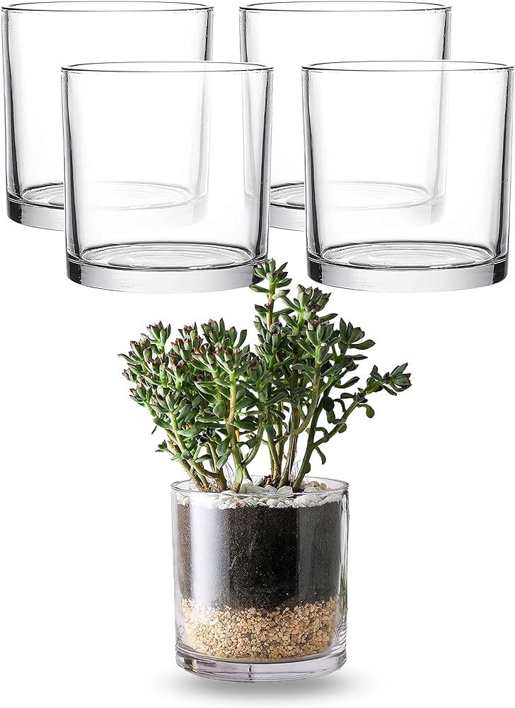 WHOLE HOUSEWARES | 5"X5" Glass Cylinder Vase | Candle Holder | Decorative Centerpiece Arrangemen... | Amazon (US)