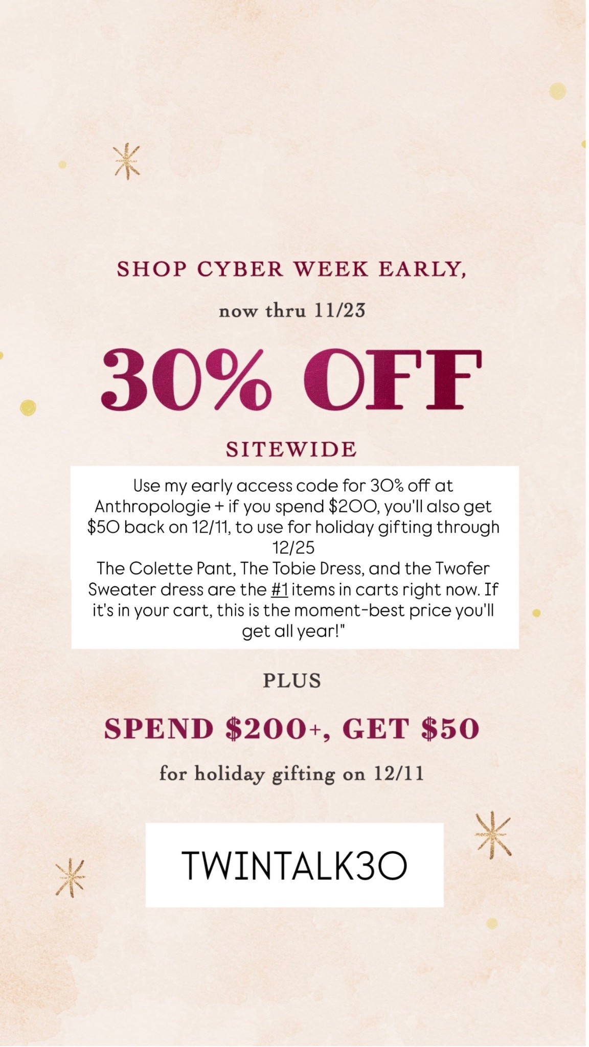 TWINTALK30 for 30% off 