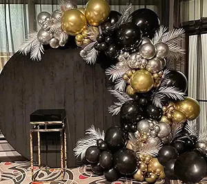116pcs Black Gold Silver Chrome Balloon Garland Arch Kit for Gatsby Roaring 20s Birthday, New Yea... | Amazon (US)
