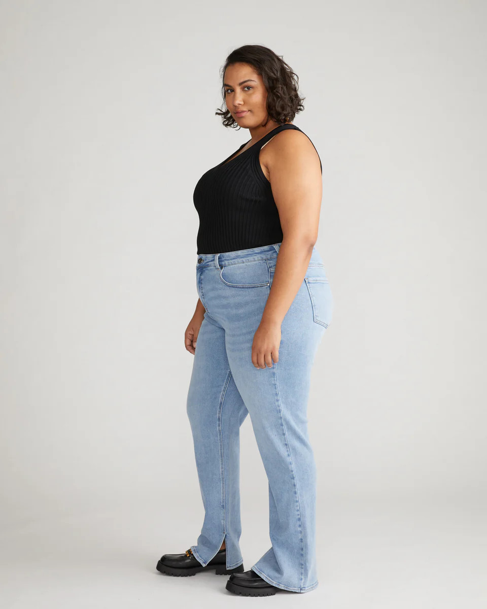 Mimi High Rise Split Hem Jeans 33 InchAll Blue | Universal Standard