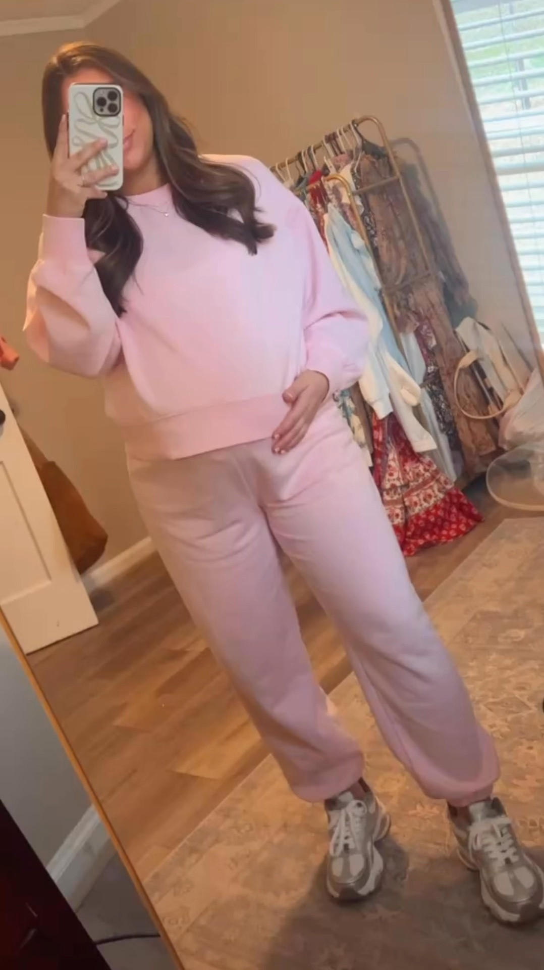 Reebok, Reebok sneakers, Reebok chunky sneakers, pink sweat set, sweat set, sweatshirt and joggers set, casual ootd, bump friendly ootd, bump friendly sets 

#LTKTravel #LTKShoeCrush #LTKFindsUnder50