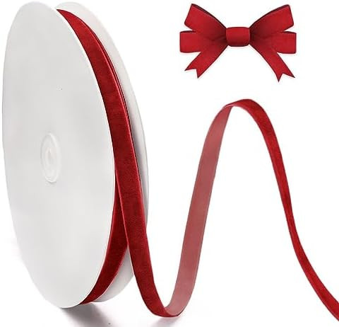 Hying Christmas Burgundy Red Ribbons for Crafting, 3/8" × 25 Yards Red Velvet Ribbon Xmas Craft ... | Amazon (US)