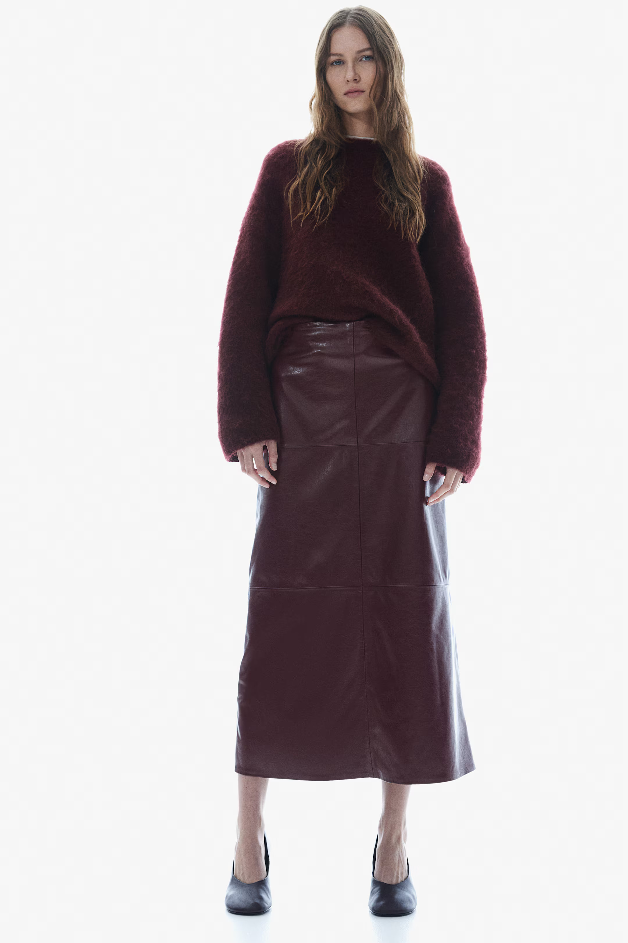 Coated skirt - Burgundy - Ladies | H&M GB | H&M (UK, MY, IN, SG, PH, TW, HK)