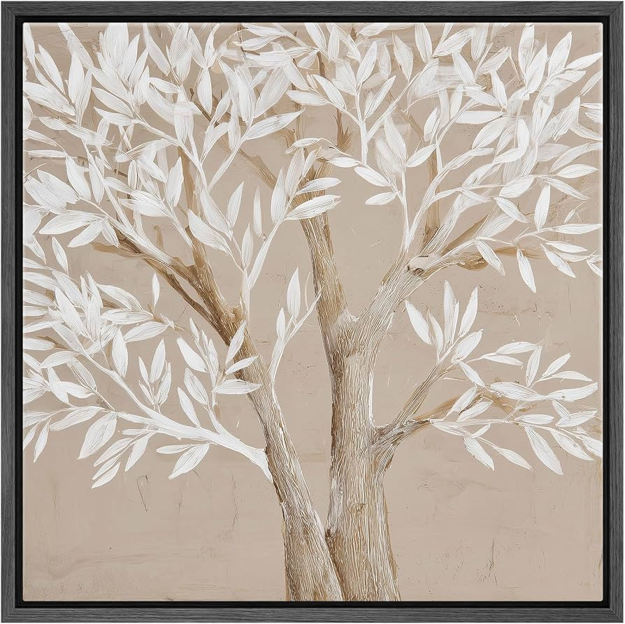 SIGNFORD Framed Canvas Print Wall Art Neutral Botanical Tree Silhouette Beige Illustrations Moder... | Amazon (US)