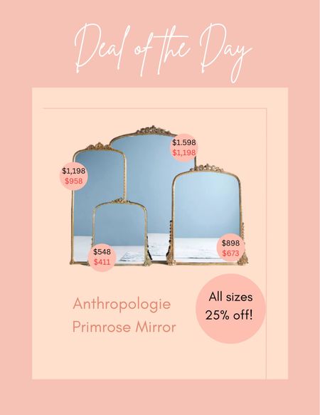 Anthropologie Primrose Mirrors 25% off all sizes today! 

#LTKsalealert #LTKhome