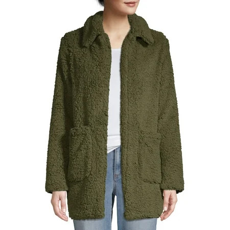 Jason Maxwell Women's Collared Teddy Jacket | Walmart (US)