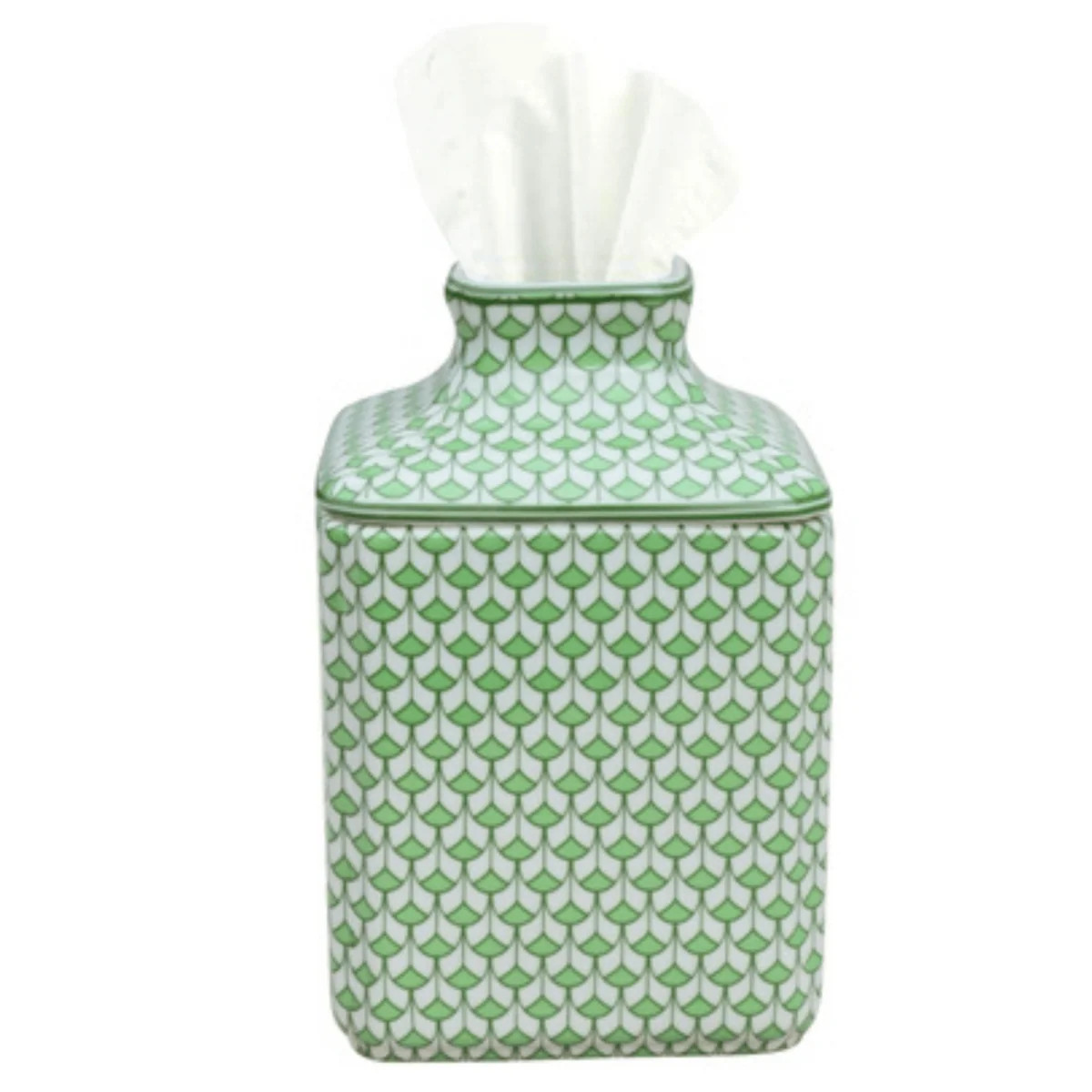 Porcelain Green Fish Scale Square Tissue Box Cover | The Well Appointed House, LLC