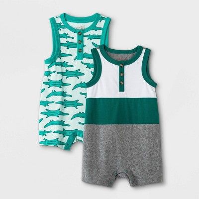 Baby Boys' 2pk Alligator Romper - Cat & Jack™ Green | Target