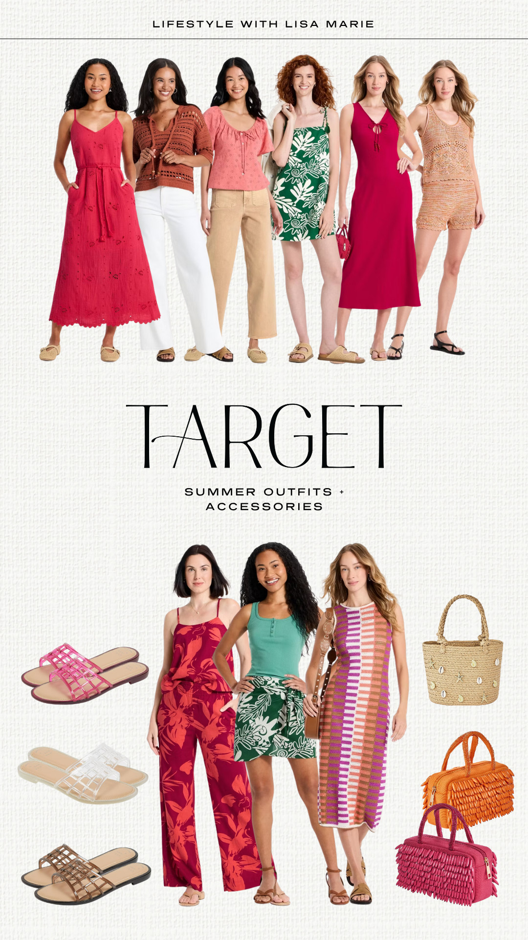 New Target summer outfits and accessories! Dresses, rompers, jumpsuits and matching sets for vacation, resort stay, getaway, cruise or party. Tropical print outfits. Elevated casual outfits. Jelly sandals and slides for the beach, boat and  pool. Summer purses, tote bags and clutches.

#LTKootd #LTKSeasonal #LTKPetite