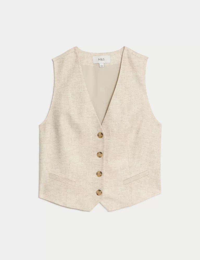 Linen Blend Tailored Waistcoat | Marks & Spencer (UK)