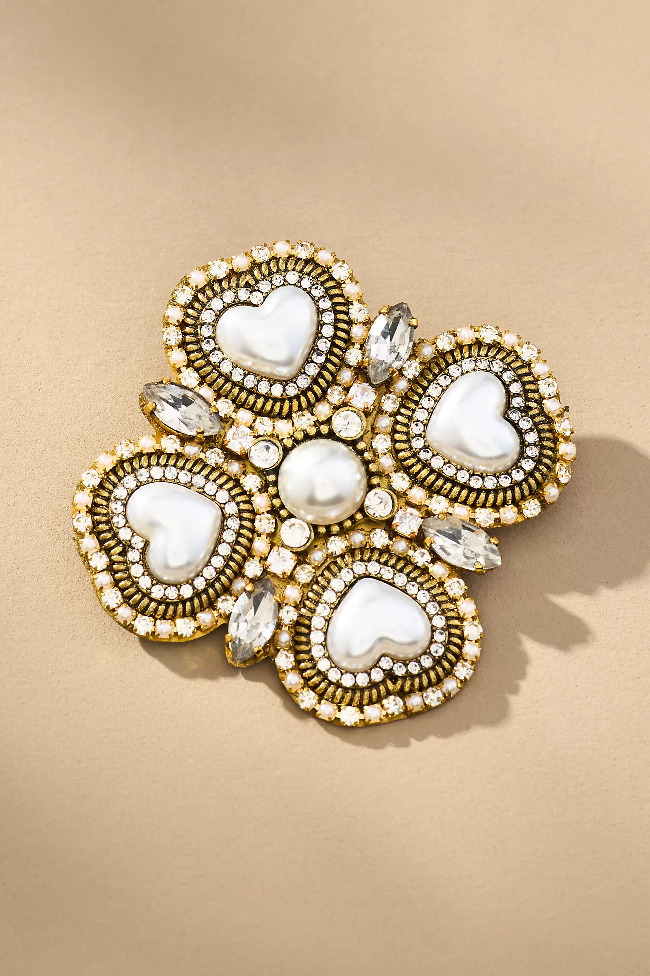 Pearl Heart Flower Brooch | Anthropologie (US)
