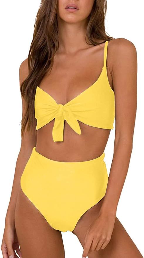 Honlyps Bikini Swimwear Womens High Waisted Two Piece Swimsuit Tie Knot High Cut Bathing Suit for... | Amazon (US)