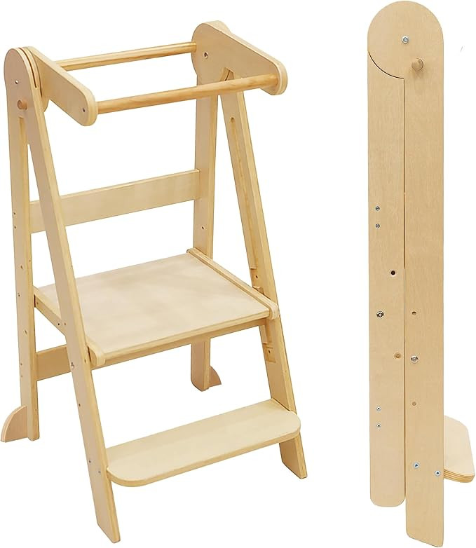 Foldable Toddler Tower 95% Preassembled Kitchen Stool Helper Folding Step Stool for Kids with 3 A... | Amazon (US)