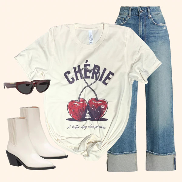 Cherie Graphic Tee – A Better Day Always Comes – Retro Cream Cherry T-Shirt | Sassy Queen