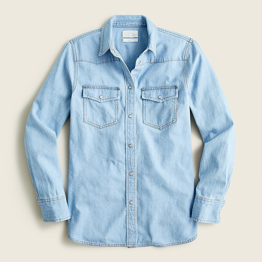 Slim-fit western chambray shirt in light wash | J. Crew US