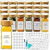 NETANY 4 oz Glass Jars with Bamboo Lids, Minimalist Farmhouse Spice Labels Stickers, Collapsible ... | Amazon (US)