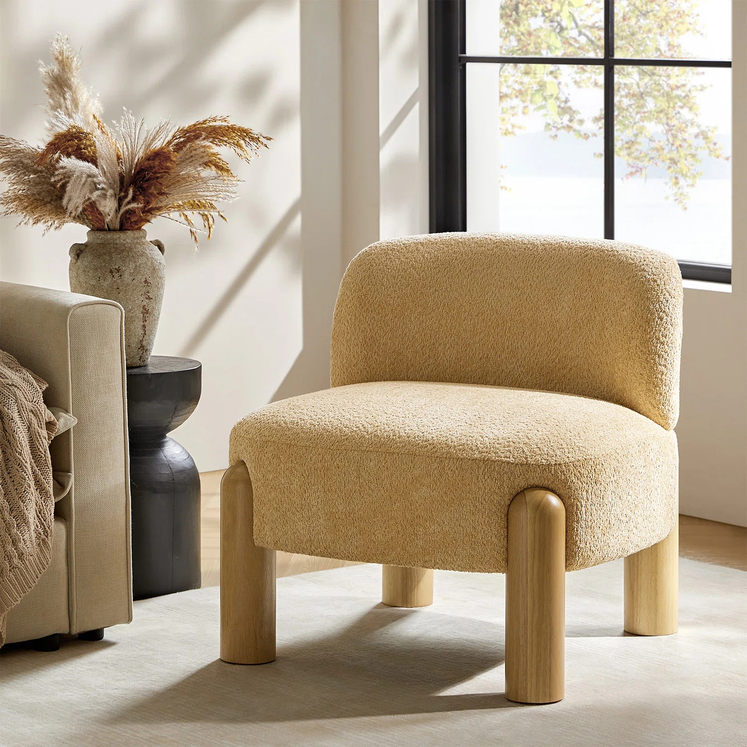 Latitude Run® Holmgren 28"W Modern Boucle Accent Chair with Solid Wood Legs | Wayfair | Wayfair North America