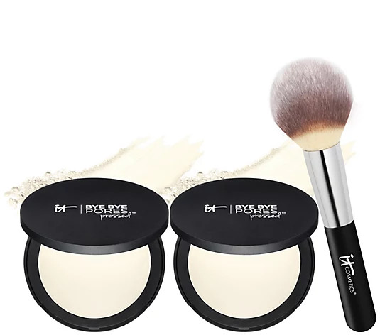 IT Cosmetics Super-size Bye Bye Pores Pressed with Brush - QVC.com | QVC