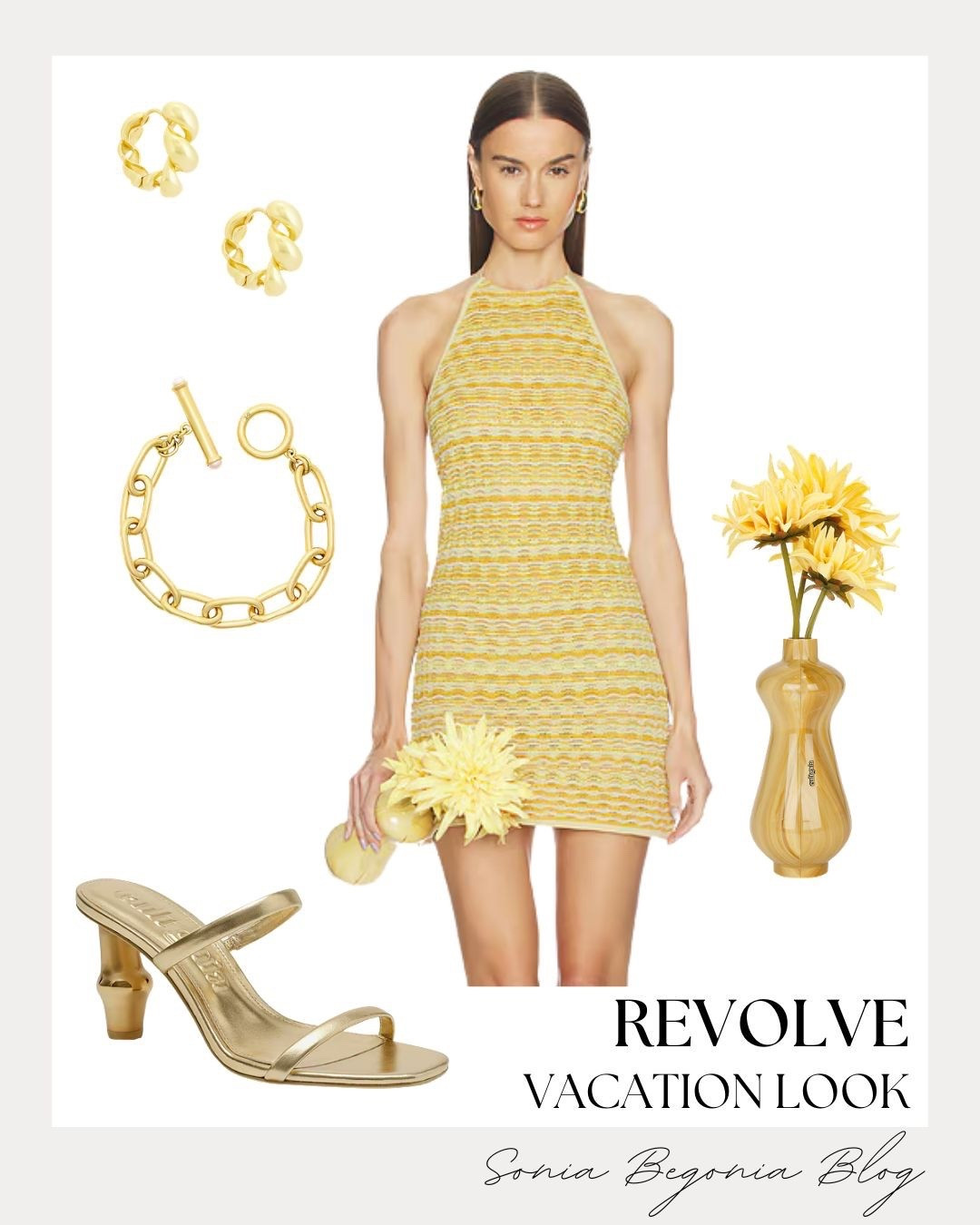 Revolve Vacation Look! ☀️

Elevate your getaway wardrobe with this vibrant and chic sunshine-ready ensemble from Revolve! ✨

I am obsessed with the statement piece: the yellow and white striped halter-neck crochet mini dress. Balance the textured knit with luxurious gold accessories: a chunky chain link bracelet and twisted hoop earrings. Finish the look with stunning Cult Gaia metallic gold heels and a matching sculptural vase for a touch of artistic, tropical-inspired glam!

#RevolveMe
#VacationOutfit
#SummerStyle
#CrochetDress
#YellowDress
#CultGaia
#HalterDress
#ResortWear
#BeachVibes
#GoldAccessories
#EffortlessChic
#LTKTravel
#DateNightOutfit
#SummerFashion
#OOTD

#LTKTravel #LTKootd #LTKSeasonal