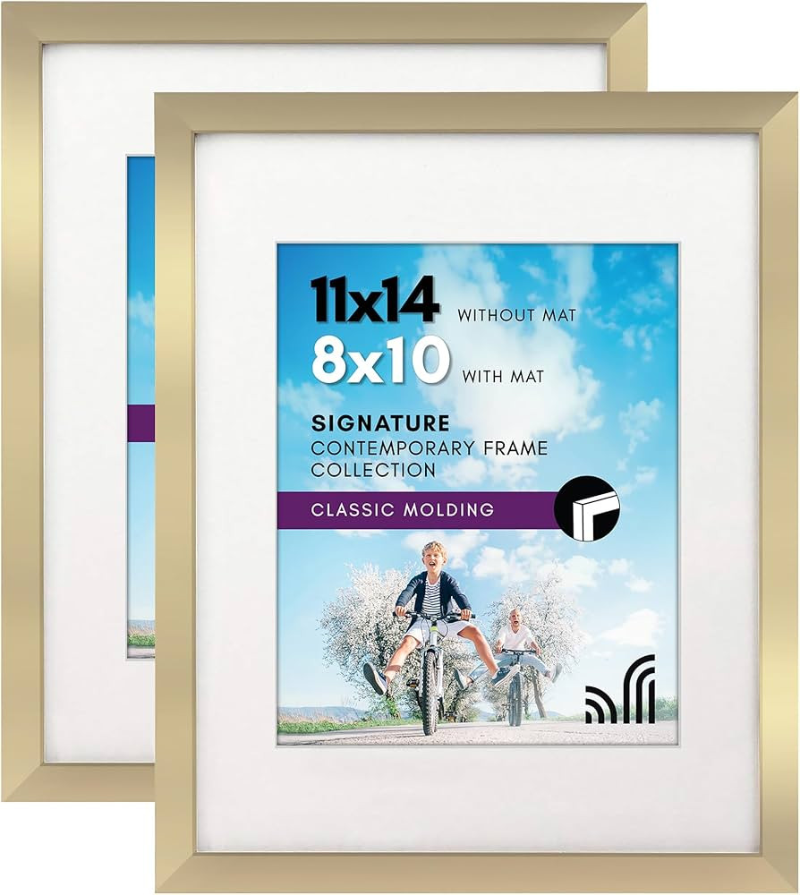Americanflat 11x14 Picture Frame with Shatter-Resistant Glass - Set of 2 - Use as 8x10 Frame with... | Amazon (US)