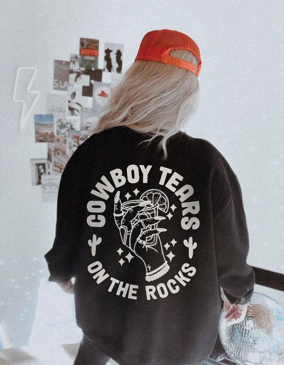 Cowboy Tears on the Rocks Sweatshirt Womens Western Crewneck Oversized Country Music Shirt Festiv... | Etsy (US)