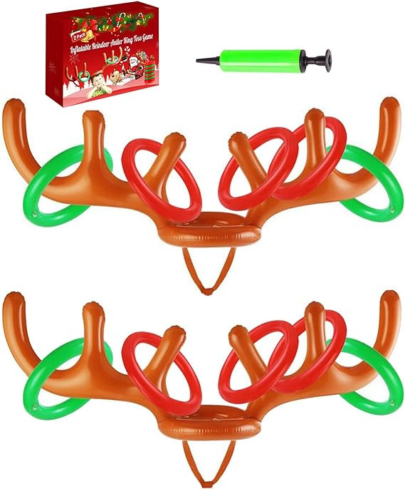 Hapdoop 2-4 Players Inflatable Reindeer Antler Ring Toss Game for Christmas Party - Game Rules In... | Amazon (US)