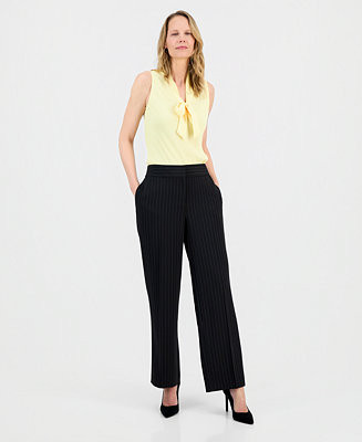 Women's Pinstripe High-Rise Wide Leg Pants, Regular & Petite | Macy's