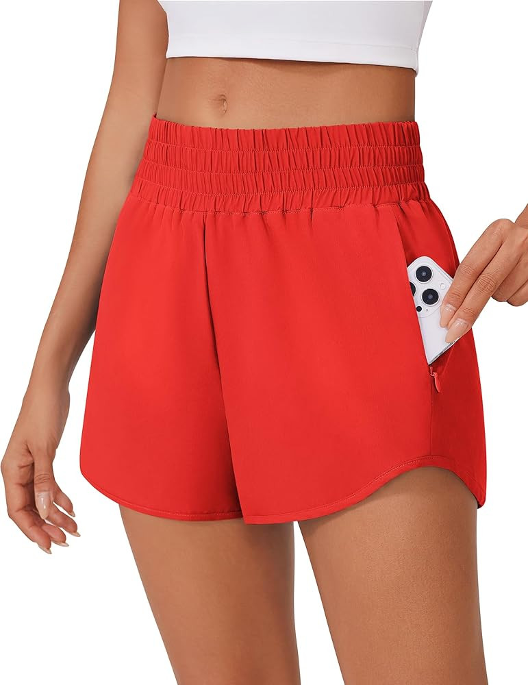 PINSPARK High Waisted Running Shorts for Women 3" Inseam Mesh Liner Quick Dry Sport Athletic Work... | Amazon (US)