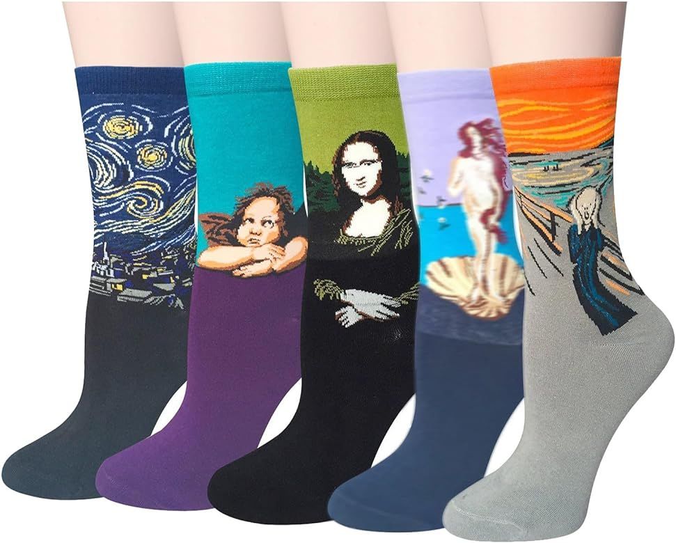 Chalier Womens Fun Socks Famous Painting Patterned Art Socks & Printed Cool Novelty Funny Socks f... | Amazon (US)