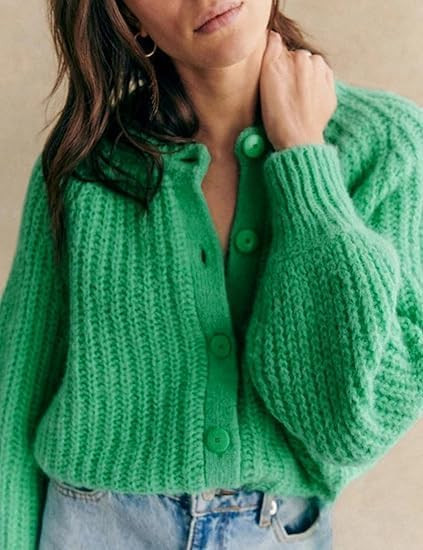 Women Button Down Oversized Knit Cardigan Crochet Long Sleeve Knitted Sweater Cardigans Outwear | Amazon (US)