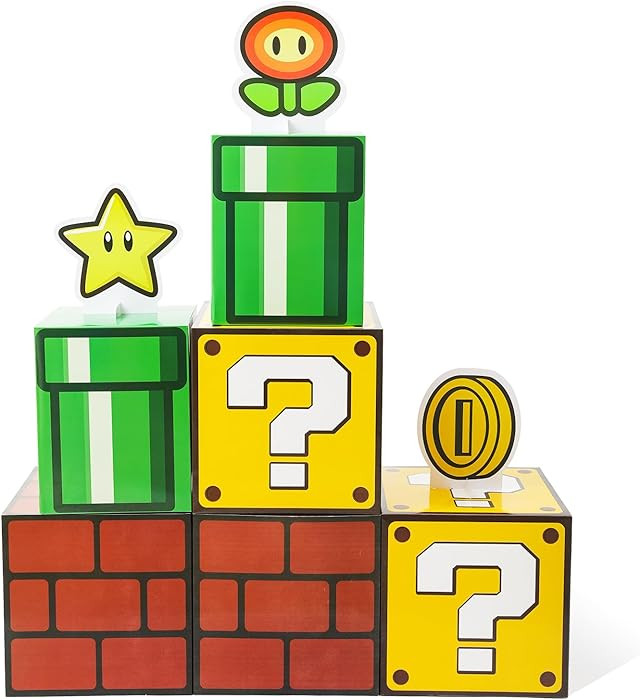 6PCS Big Party Boxes with 6 Set Centerpieces, Question Brick Pipe Boxes for Birthday Party Decora... | Amazon (US)