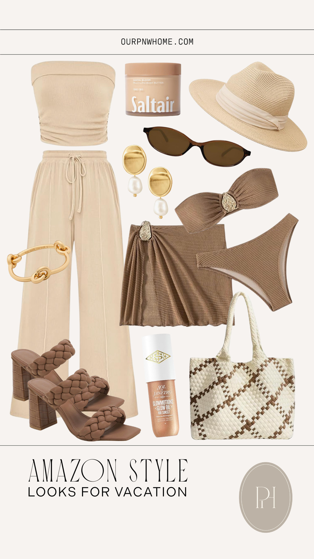 Amazon fashion finds that are perfect for your resort vacations!

beach looks, beach outfit, spring break look, spring break outfit, vacation looks, vacation outfit, neutral fashion, summer fashion, summer style, summer outfit, matching set, warm weather look, body butter, body oil, straw hat, sun hat, brown bikini, strapless bikini, sarong, swim coverup, tote bag, pearl earrings, sunglasses, brown sandals, block heel sandals, high heeled sandals, gold bracelet 

 #LTKootd #LTKSeasonal #LTKTravel