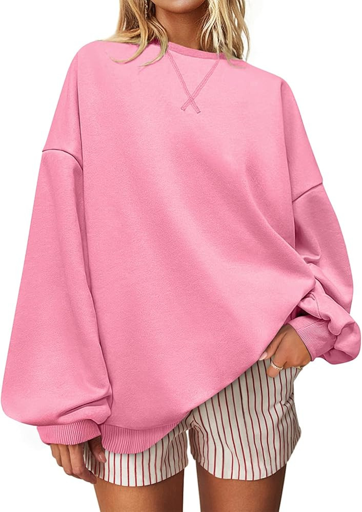 UEU Women Oversized Striped Crewneck Sweatshirt Long Sleeve Color Block Pullover Tops Casual Loos... | Amazon (US)