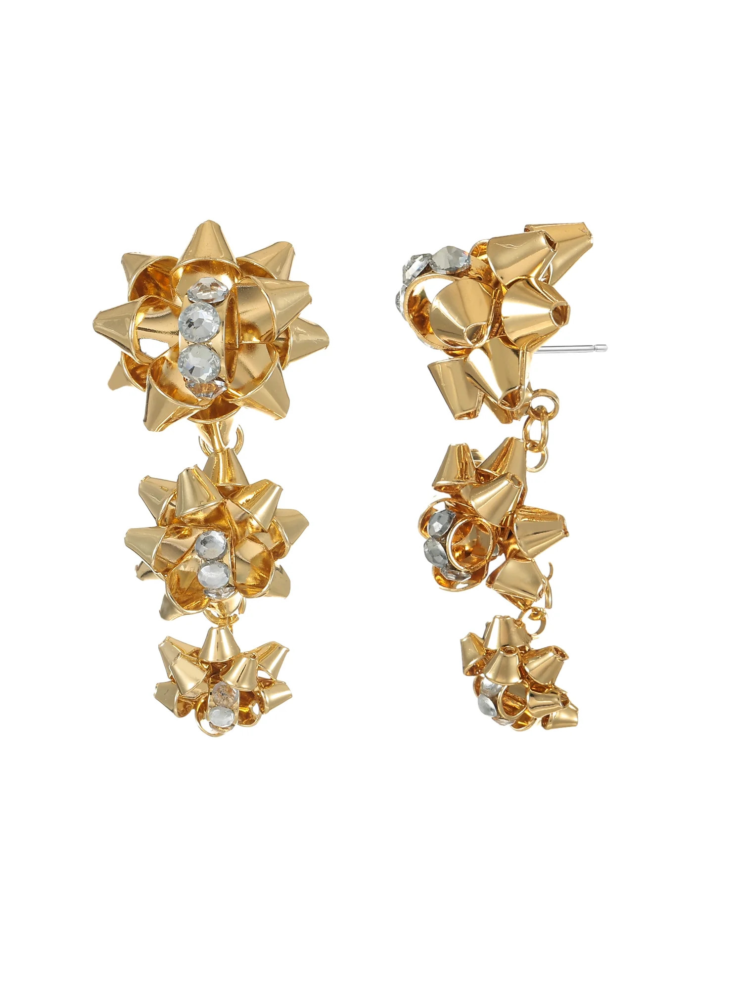 Holiday Time Goldtone Holiday Bow Earrings, 1 Pair | Walmart (US)