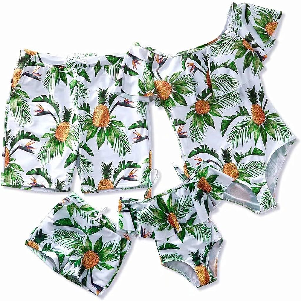 IFFEI Mommy and Me Swimsuit One Piece Pineapple Printed Family Matching Swimwear | Amazon (US)