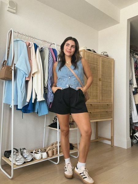 Amazon summer outfit 🫶🏽 Loving the vest trend this summer so I’ll be wearing this 24/7! Love how this one isn’t super cropped or super low on the chest - it’s perfect. Paired it with a pair of trouser shorts which feel SO high quality, I got them in tan too!! Then added my adidas bold gazelles (these run so big - get a full size down). True to size in vest + shorts - M/8 

#amazonfashion #amazonoutfit #amazonsummer 

#LTKWorkwear #LTKFindsUnder50 #LTKMidsize