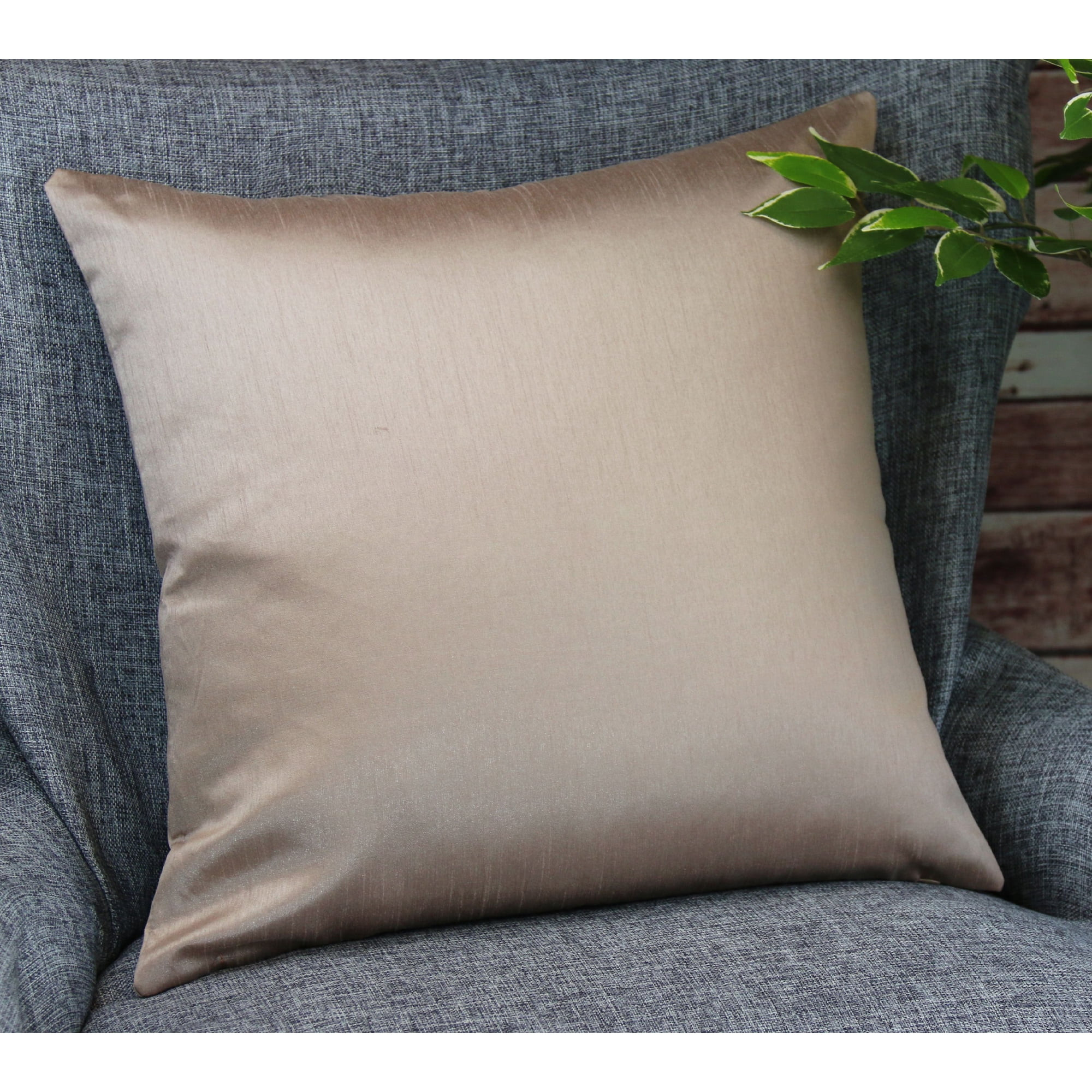 Aiking Home Solid Faux Silk Euro Sham / Pillow Cover 26 by 26 - Sand | Walmart (US)