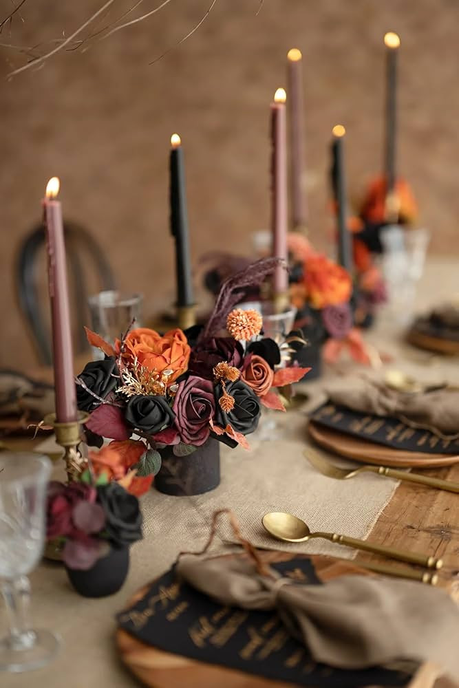 Amazon.com: Ling's Moment Artificial Halloween Black Wedding Flowers Grand Combo for Wedding Bouq... | Amazon (US)