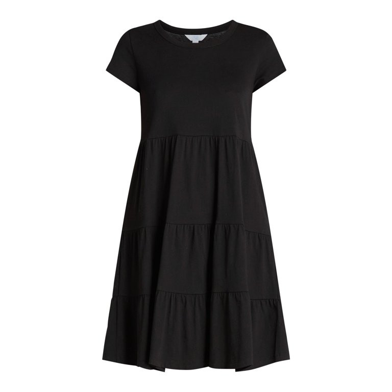 Time And Tru Women's and Women's Plus Tiered Cotton Mini Dress, Sizes XS-4X - Walmart.com | Walmart (US)