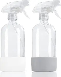 HOMBYS Empty Clear Glass Spray Bottles with Silicone Sleeve Protection - Refillable 17 oz Contain... | Amazon (US)