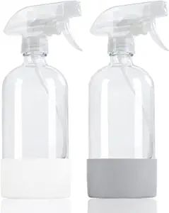 HOMBYS Empty Clear Glass Spray Bottles with Silicone Sleeve Protection - Refillable 17 oz Contain... | Amazon (US)