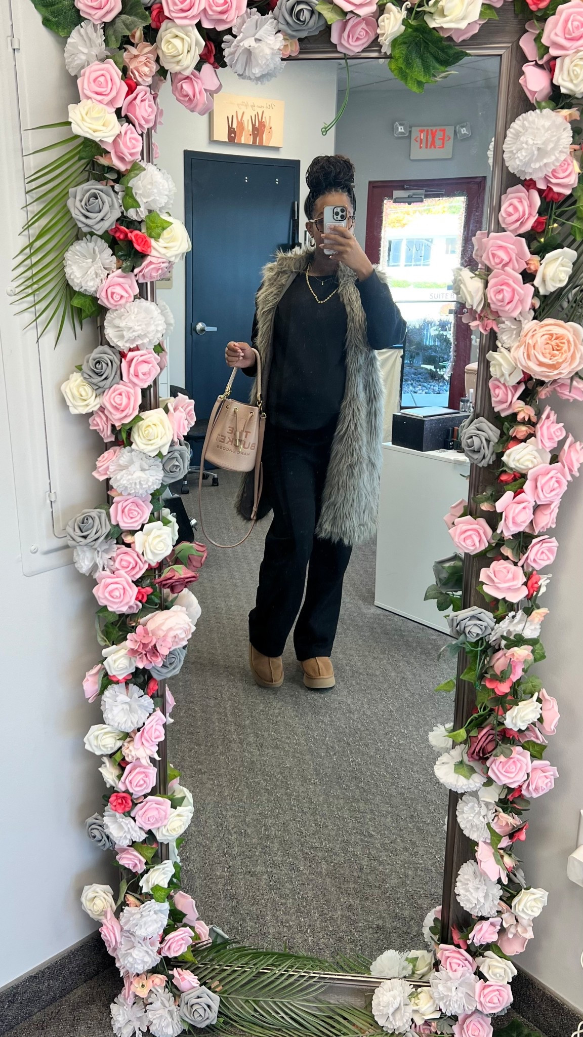 Comfy nail tech work outfit of the day in a sweatsuit outfit but I wanted to elevate my look a little without wearing a coat so I added this fur vest I got a few years ago. I linked similar I think I grabbed this from Express.

#ltkfur #ltkvest #ltksweatsuit

#LTKShoeCrush #LTKStyleTip #LTKSeasonal