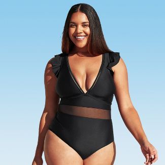Women's Plus Size One Piece Swimsuit Ruffle Plunge V Neck Bathing Suit-Cupshe | Target