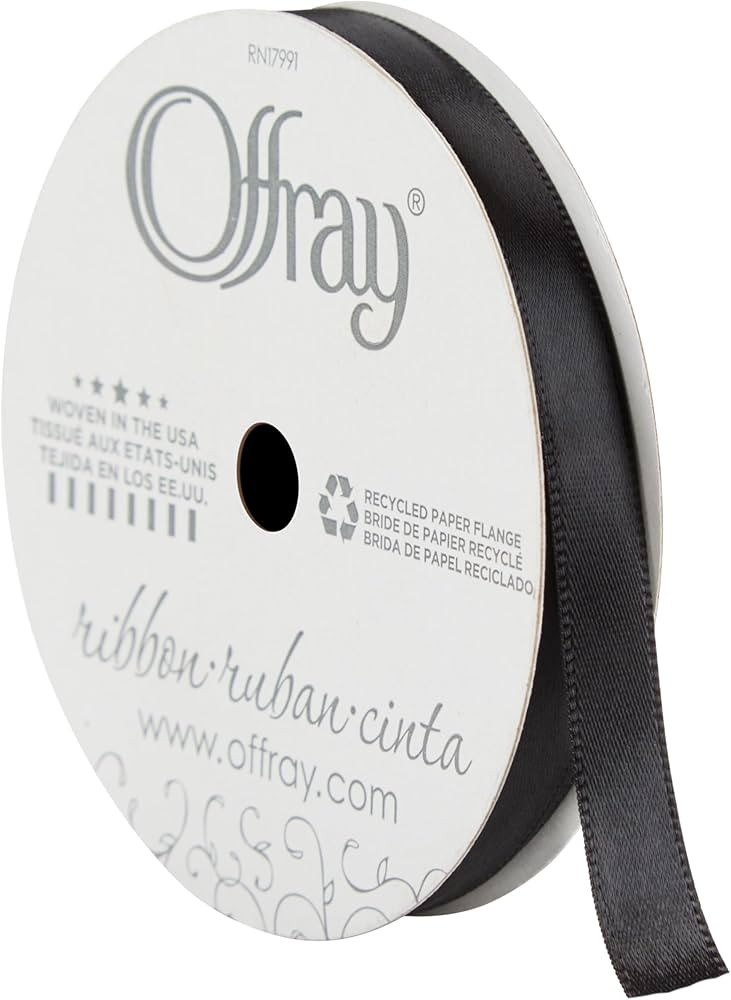 Offray 156276 3/8" Wide Single Face Satin Craft and Decorative Ribbon, 21-Foot Spool, Black | Amazon (US)