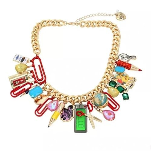 Betsey Johnson Back to School Statement Charm Necklace (Back to School Charm Necklace) | Amazon (US)
