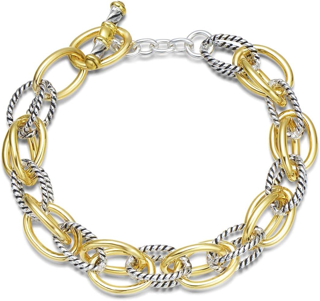 UNY JEWEL Luxury Fusion Twisted Cable Link Chain Bracelet for Women Shinny Designer Dupes Stateme... | Amazon (US)