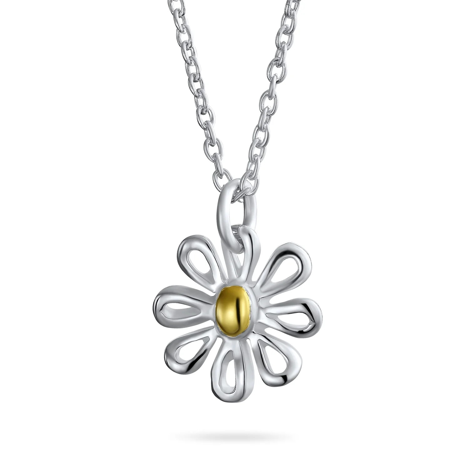 Tiny Simple Two Tone Flower Daisy Pendant Necklace for Women for  14K Gold Plated 925 Sterling Si... | Walmart (US)