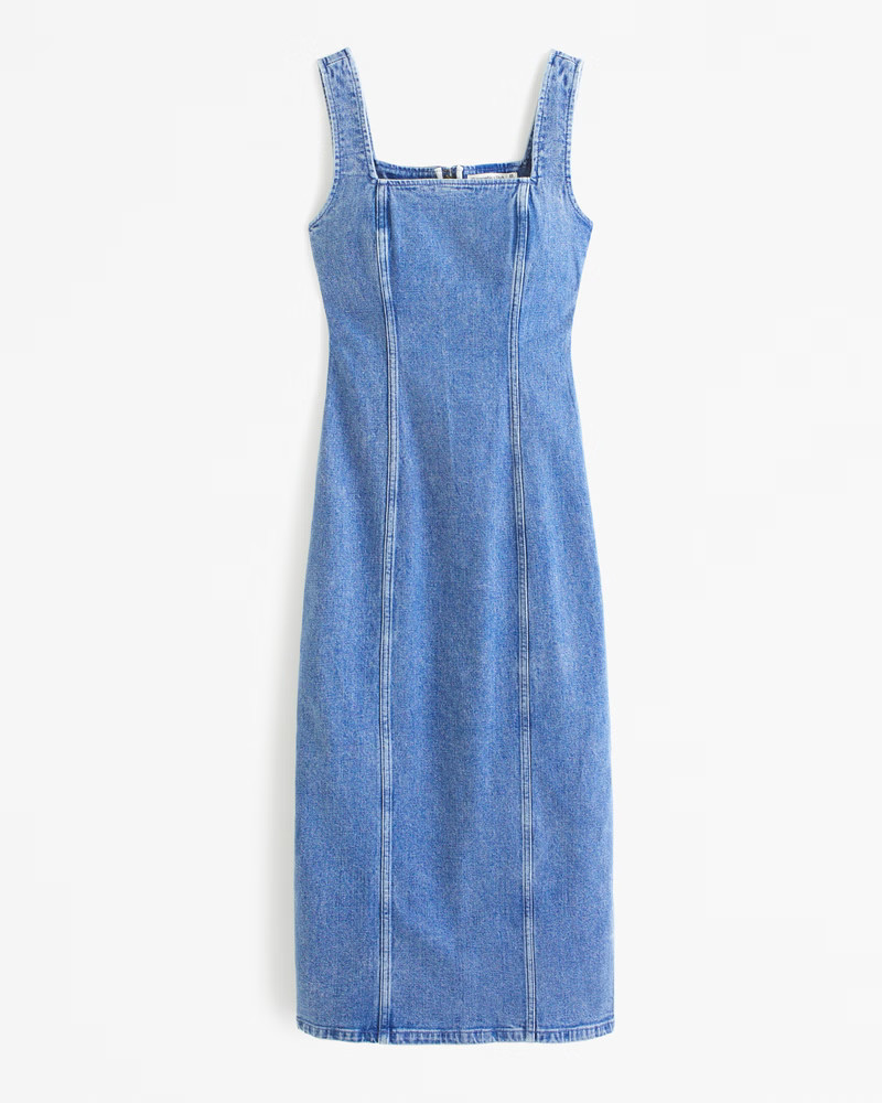 Denim Column Midi Dress | Abercrombie & Fitch (US)