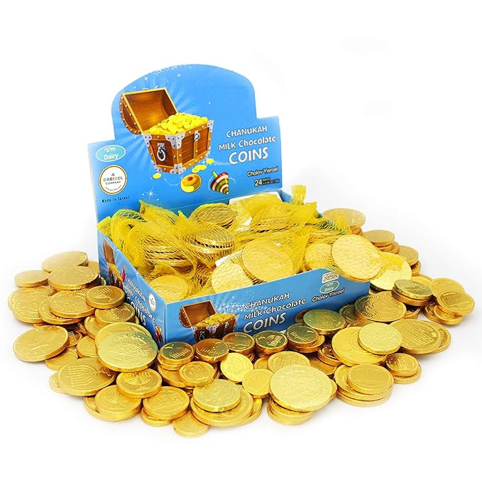 Hanukkah Chocolate Gelt - Milk Chocolate Coins, Made in Israel, Kosher Certified Cholov Yisroel C... | Amazon (US)